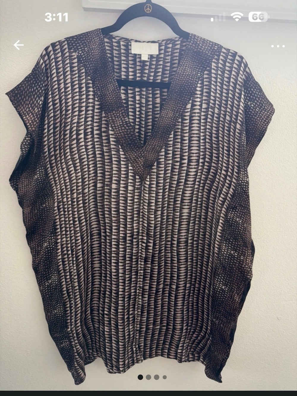 Alexis Black and Cream V-Neck Patterned Tunic